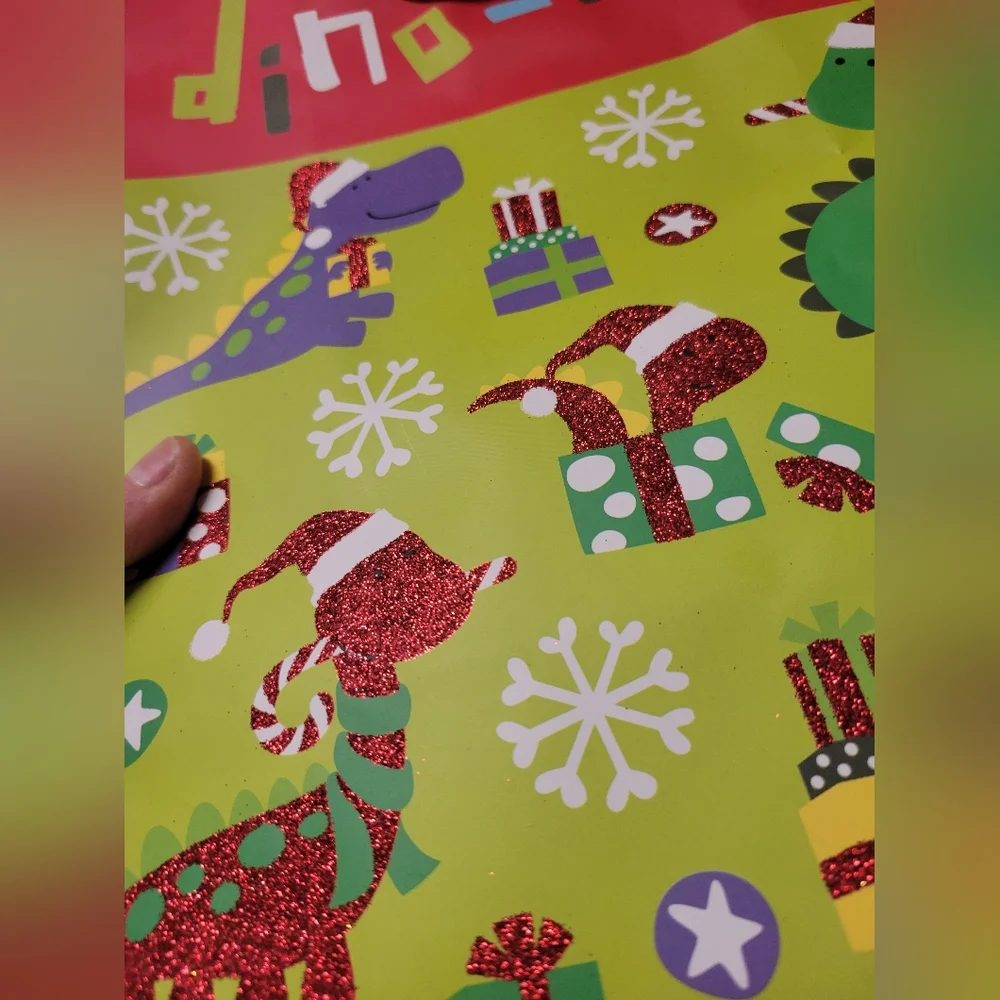 X2 Set NWT Dino-Mite Christmas Gift Bags with Dinosaurs